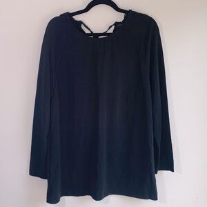 COS | Black Long Sleeve Blouse Round Neckline with Tie Back Size M